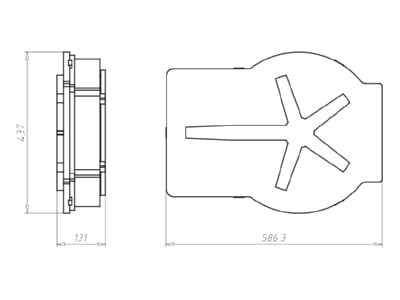 Dimensional drawing Kaiser 1293 28 Recessed installation box for luminaire