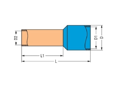 Dimensional drawing WAGO 216 204 Cable end sleeve 1 5mm  insulated