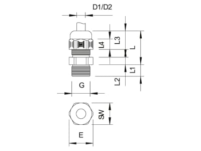 Mazeichnung 1 OBO V TEC L PG11 SGR Kabelverschraubung