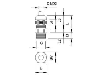 Mazeichnung 2 OBO V TEC L PG11 SGR Kabelverschraubung