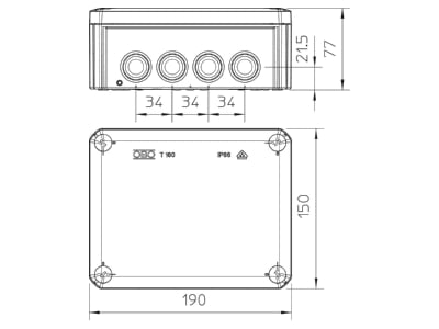 Mazeichnung 1 OBO T 160 Kabelabzweigkasten