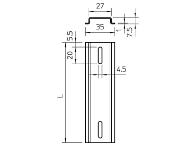 Mazeichnung 2 OBO 2069 T160 GTP Hutschiene