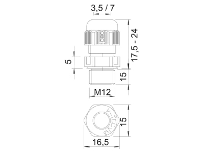 Mazeichnung 2 OBO V TEC VM L12 SW Kabelverschraubung