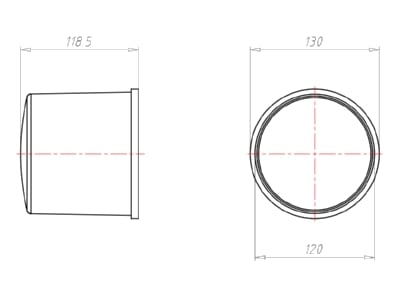 Dimensional drawing Kaiser 1290 30 Recessed installation box for luminaire