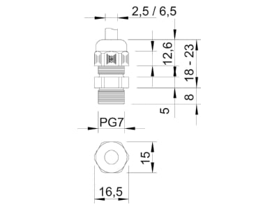 Mazeichnung 1 OBO V TEC PG7 SGR Verschraubung