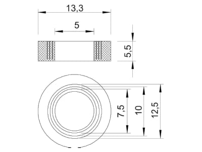 Mazeichnung 3 OBO 107 B PG9 Einschnittring Gummi