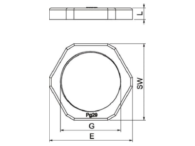 Mazeichnung 2 OBO 116 PG29 Gegenmutter Iso