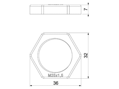 Mazeichnung 2 OBO 116 M25 LGR PA Gegenmutter Iso