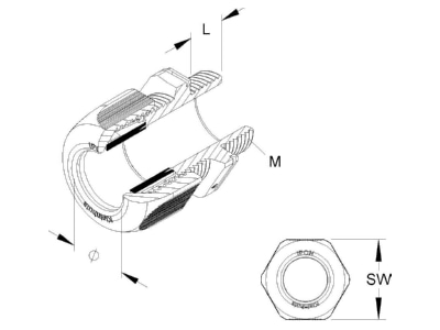 Mazeichnung Kleinhuis 1234M5001 Kabelverschraubung lgr D 32 38mm