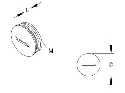 Dimensional drawing Kleinhuis 1514M25 Threaded plug M25
