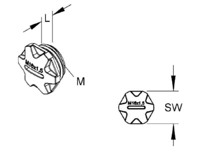 Dimensional drawing 1 Kleinhuis 514M16 Threaded plug M16
