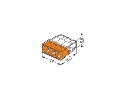 Dimensional drawing WAGO 2273 203 Screwless connection terminal 3x 0 5 2 5 orange 