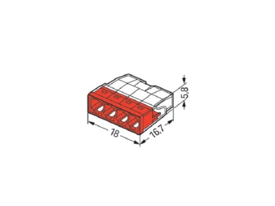 Dimensional drawing WAGO 2273 204 Push in wire connector 4x0 5   2 5mm 