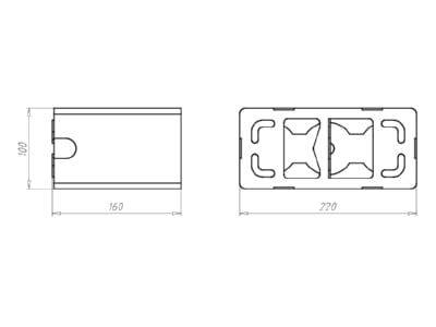 Dimensional drawing Kaiser 1159 26 Equipment carrier for insulated walls