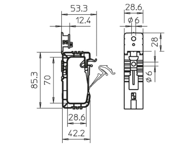 Dimensional drawing 1 OBO 2031 20 Cable guide for 20 cables 3x1 5mm 
