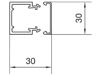 Dimensional drawing Tehalit LF 300300 gr Wireway 30x30mm RAL7030