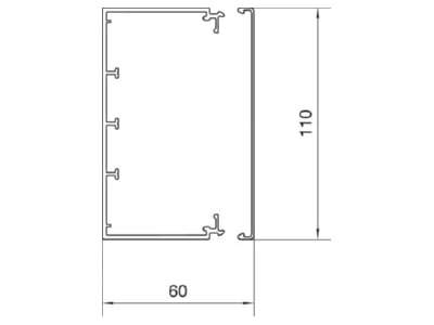 Mazeichnung Tehalit LF 601100 gr Leitungsfuehrungskanal B110xH60mm