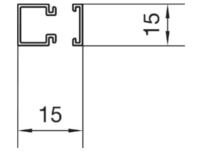 Mazeichnung Tehalit LF 150150 lgr Leitungsfuehrungskanal B15xH15mm