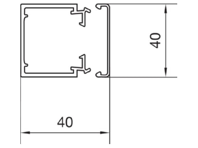Dimensional drawing Tehalit LF 400400 lgr Wireway 40x40mm RAL7035