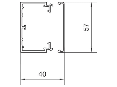 Dimensional drawing Tehalit LF 400600 lgr Wireway 40x57mm RAL7035