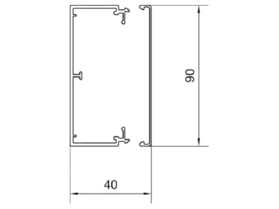 Dimensional drawing Tehalit LF 40090 lgr Wireway 40x90mm RAL7035