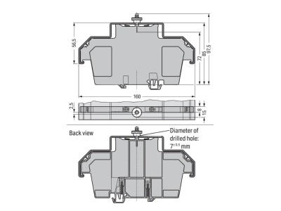 Dimensional drawing WAGO 709 154 Cover for terminal