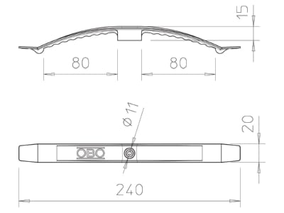 Mazeichnung 2 OBO 2033 AS Kabelklammer 2x8 NYM3x1 5 lgr