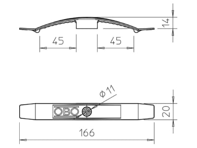 Mazeichnung 1 OBO 2034 AS Kabelklammer 2x5 NYM3x1 5 lgr