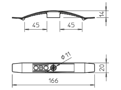 Mazeichnung 2 OBO 2034 AS Kabelklammer 2x5 NYM3x1 5 lgr