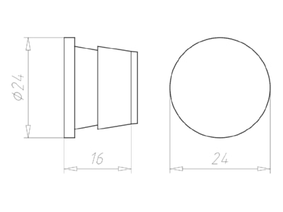 Dimensional drawing Kaiser 1040 25 Closure plug for conduit 25mm