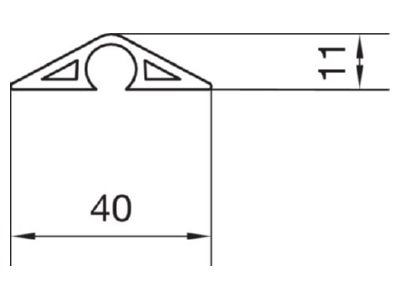 Dimensional drawing Tehalit SL 11040 gr On floor wireway 41x11mm