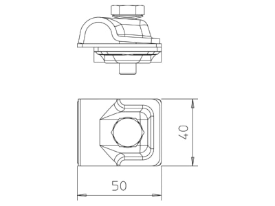Dimensional drawing 2 OBO 249 8 10X16 VA Multi purpose connecting clamp