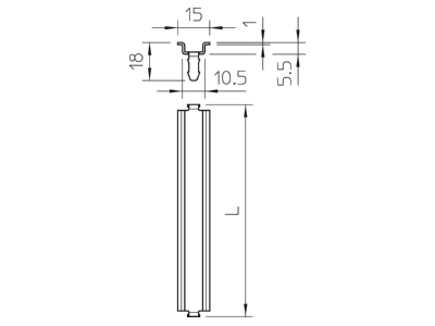 Mazeichnung 1 OBO 46277 T160 Q GTP Hutschiene 99x15x7 4mm