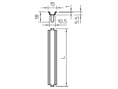 Mazeichnung 2 OBO 46277 T160 Q GTP Hutschiene 99x15x7 4mm