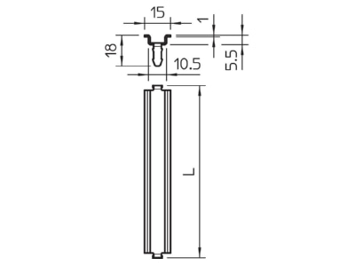 Mazeichnung 1 OBO 46277 T350 Q GTP Hutschiene 161x15x7 5mm