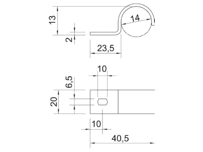 Dimensional drawing 2 OBO 822 14 A4 Mounting strap
