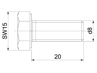 Dimensional drawing 1 OBO HHS M8x20 A4 Hexagon head bolt M8x20mm
