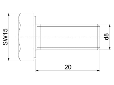 Dimensional drawing 1 OBO HHS M8x20 A5 Hexagon head bolt M8x20mm
