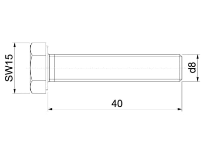 Dimensional drawing 1 OBO HHS M8x40 A4 Hexagon head bolt M8x40mm
