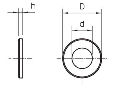 Dimensional drawing 3 OBO WS M10 D30 A2 WasherID 10 5mmOD 30mm