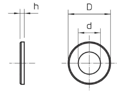 Dimensional drawing 2 OBO WS M10 D40 A4 WasherID 10 5mmOD 40mm
