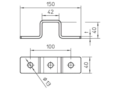 Dimensional drawing 1 OBO GMS 3 O 4141 A4 Coupler for support profile rail
