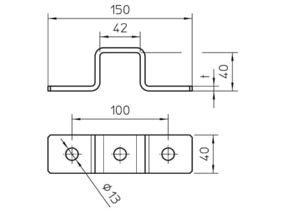 Dimensional drawing 3 OBO GMS 3 O 4141 A4 Coupler for support profile rail