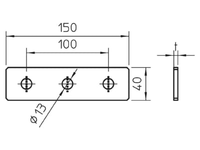 Dimensional drawing 1 OBO GMS 3 VP A4 Coupler for support profile rail
