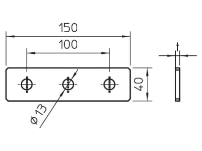 Dimensional drawing 2 OBO GMS 3 VP A4 Coupler for support profile rail
