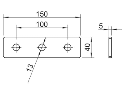 Mazeichnung 3 OBO GMS 3 VP A4 Verbindungsplatte 150x40x4mm