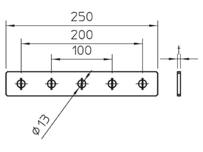 Dimensional drawing 1 OBO GMS 5 VP A2 Coupler for support profile rail
