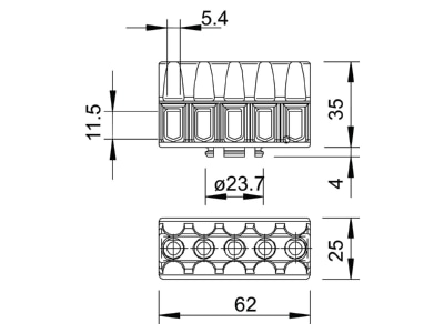 Dimensional drawing 1 OBO KL T 02 06 Terminal strip 5 p
