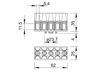 Mazeichnung 3 OBO KL T 02 06 Klemmleiste 6qmm