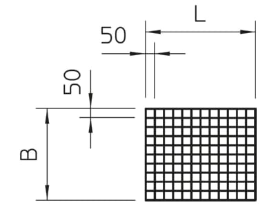 Dimensional drawing 2 OBO SDG 2 Steel wire grid for fire partitioning